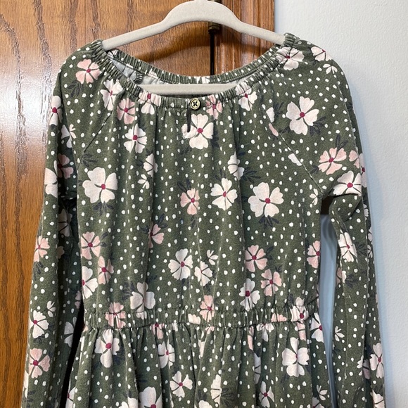 CARTERS UGC Girls Size 6/6x Green pink floral midi dress elastic waist sleeve - Picture 5 of 12